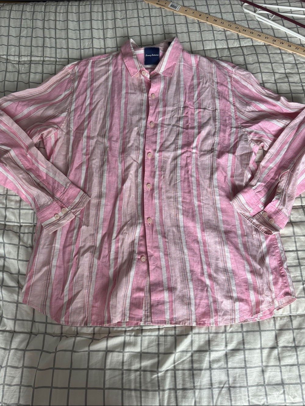 Tommy Bahama Pink & White Striped Linen-Blend Button-Up Shirt Jacket